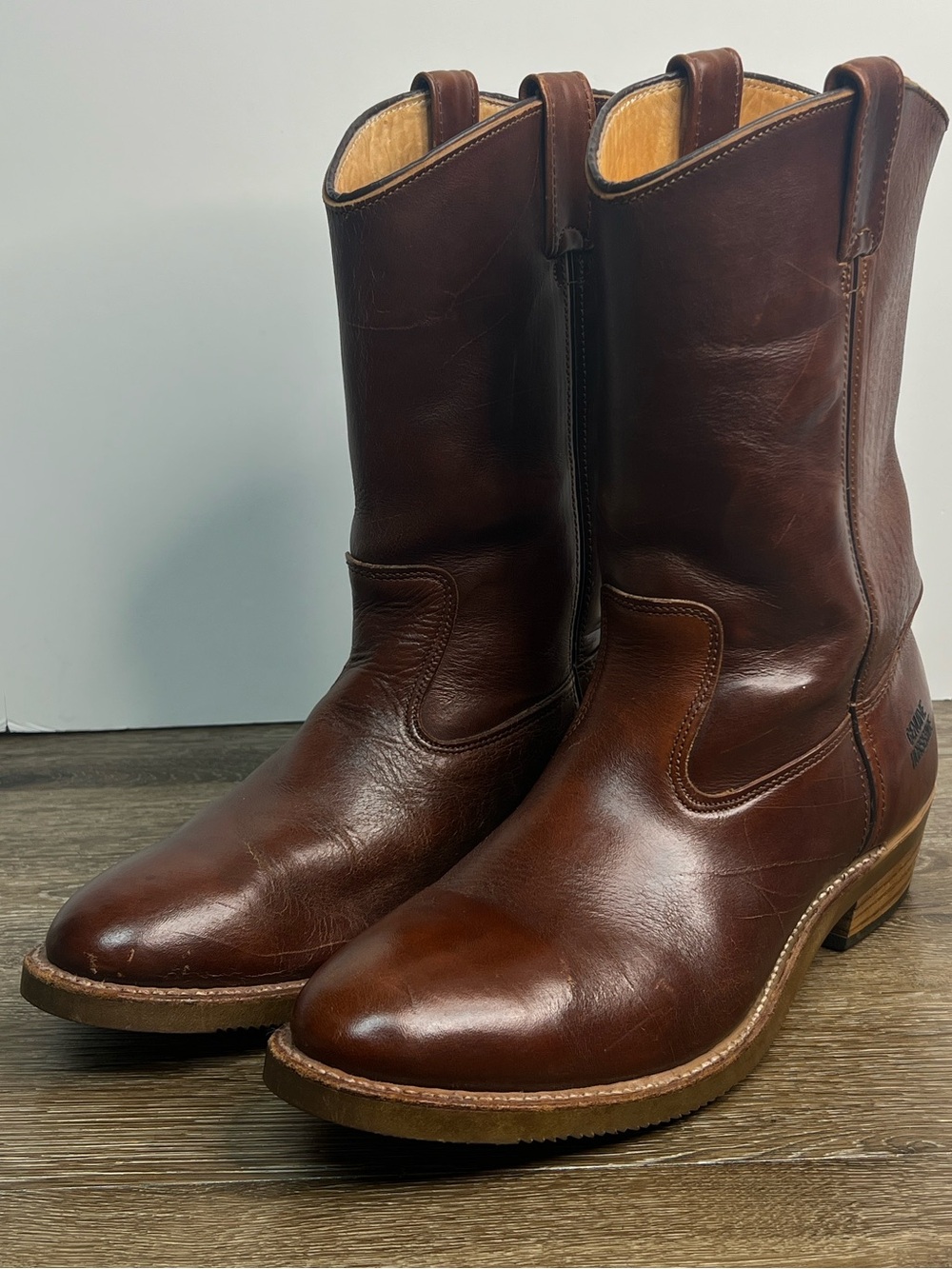 Double H Made in USA Brown Leather Roper Work Boots Men’s Size 10.5